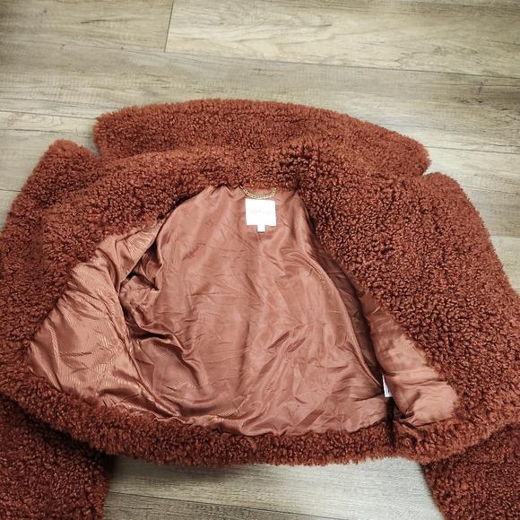 Ronny Kobo Helena Faux Fur Coat in Rust Women's Soft Crop Teddy Jacket Women's S - Picture 12 of 17